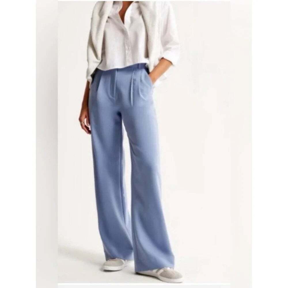 Abercrombie A&F Women 30 10 Sloane Tailored Wide Leg Pant Periwinkle Blue Pleats